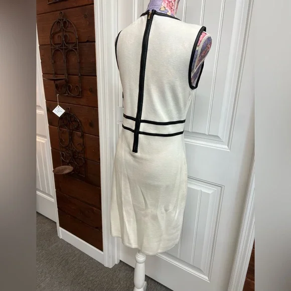 Calvin Klein White Sweater Dress with Leather Accents- NWT! - Picture 4 of 5